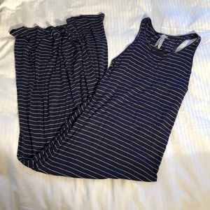Navy and White Striped Maxi Dress